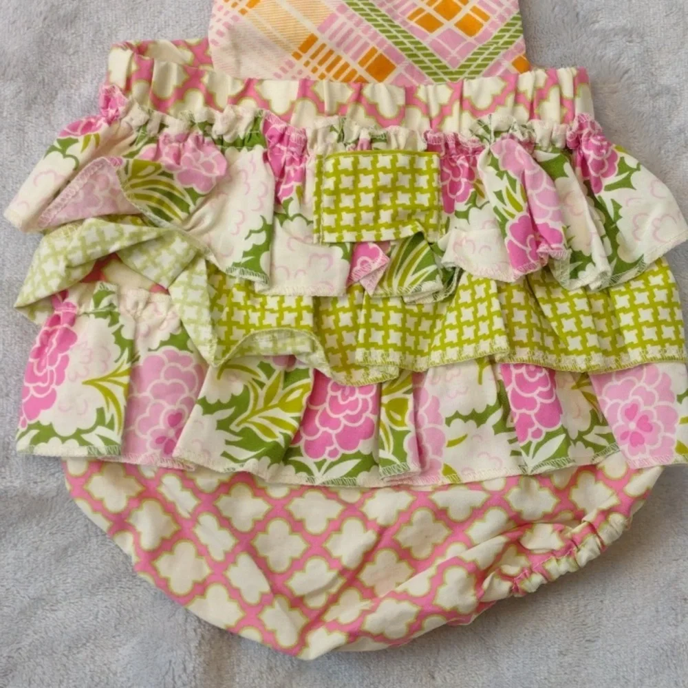 Purrfect Twirlie Girlie Shine All Mine Floral Ruffled Romper Size 0-3 Months